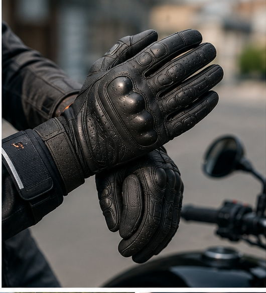Gants moto en cuir noir avec coques rigides — équipement CE homologué, obligatoire depuis novembre 2016 pour tous les usagers de deux-roues motorisés